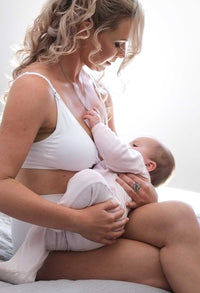 バンブー ノンワイヤー 授乳ブラ + ハイカットショーツ セット - ライラックスノー