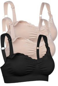 Cushion Padded Strap Wire Free Maternity & Nursing Bra - 3 Pack