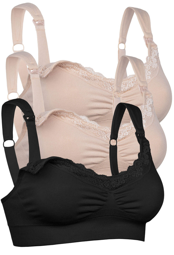 Cushion Padded Strap Wire Free Maternity & Nursing Bra - 3 Pack