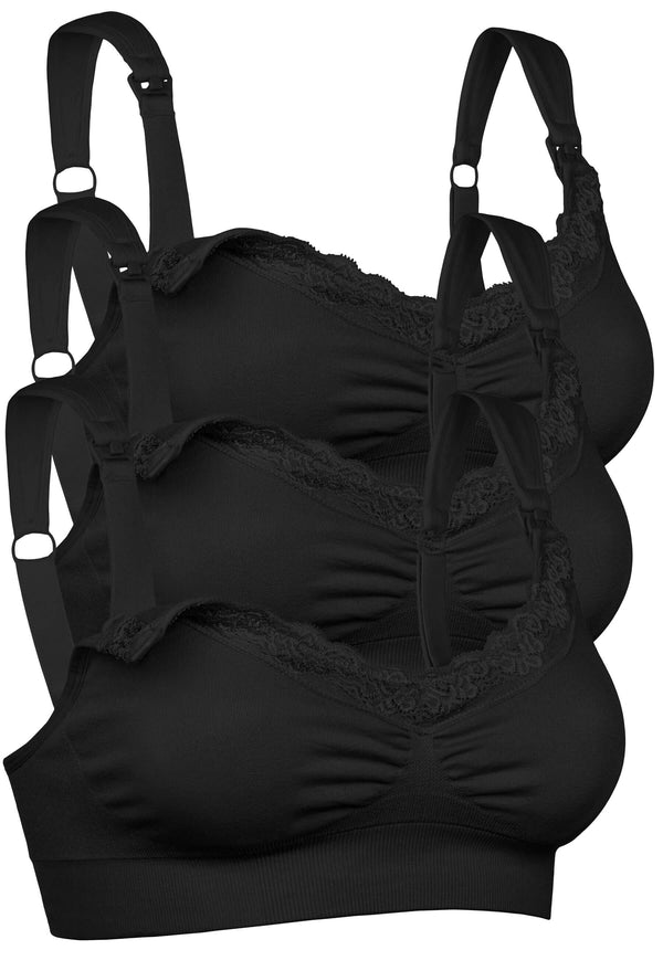 Cushion Padded Strap Wire Free Maternity & Nursing Bra - 3 Pack