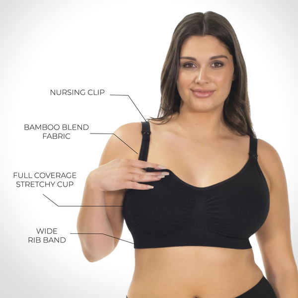 バンブー ノンワイヤー 授乳ブラ + ハイカットショーツ セット - ライラックスノー