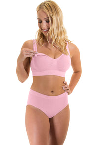 バンブー ノンワイヤー 授乳ブラ + ハイカットショーツ セット - ライラックスノー