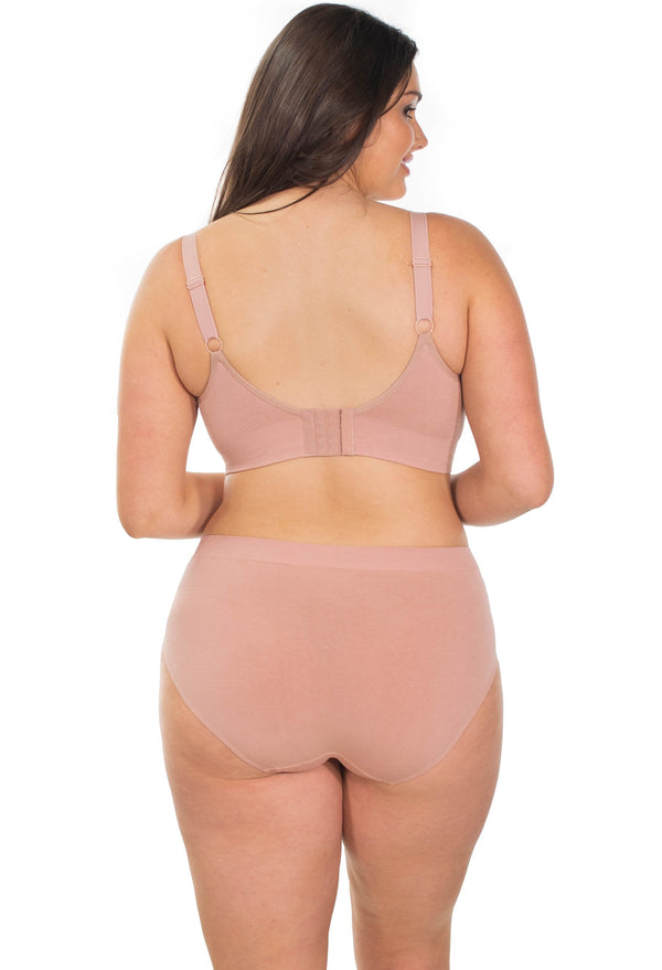 バンブー ノンワイヤー 授乳ブラ + ハイカットショーツ セット - ヌード