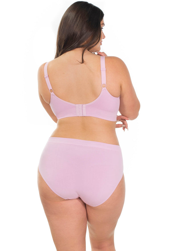 バンブー ノンワイヤー 授乳ブラ + ハイカットショーツ セット - ライラックスノー