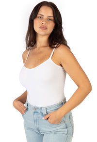 White bamboo singlet for women – eco-friendly, lightweight, and breathable