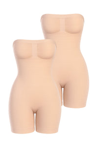 シェイプウェア ボディスーツ ストラップレス ショーツ - 2着セット | 引き締め美ライン