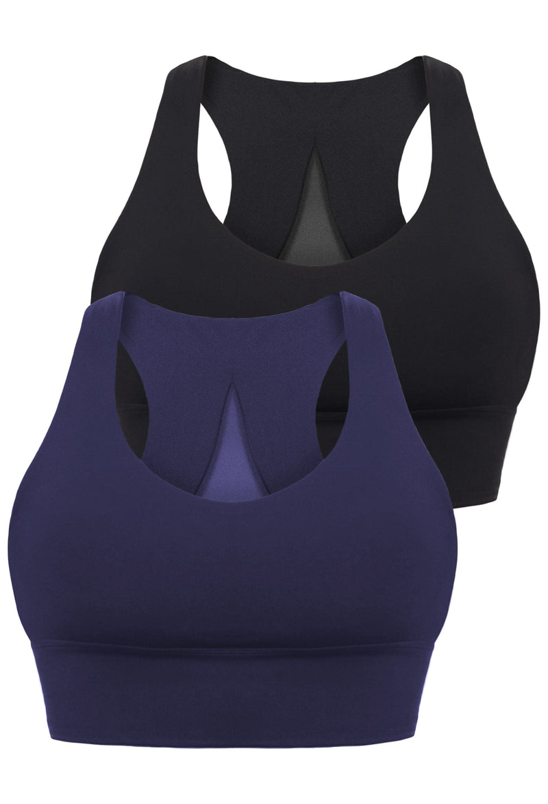 Push Up Sports Bra - Longline With Mesh Racer Back - 2 Pack