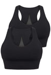 Push Up Sports Bra - Longline With Mesh Racer Back - 2 Pack