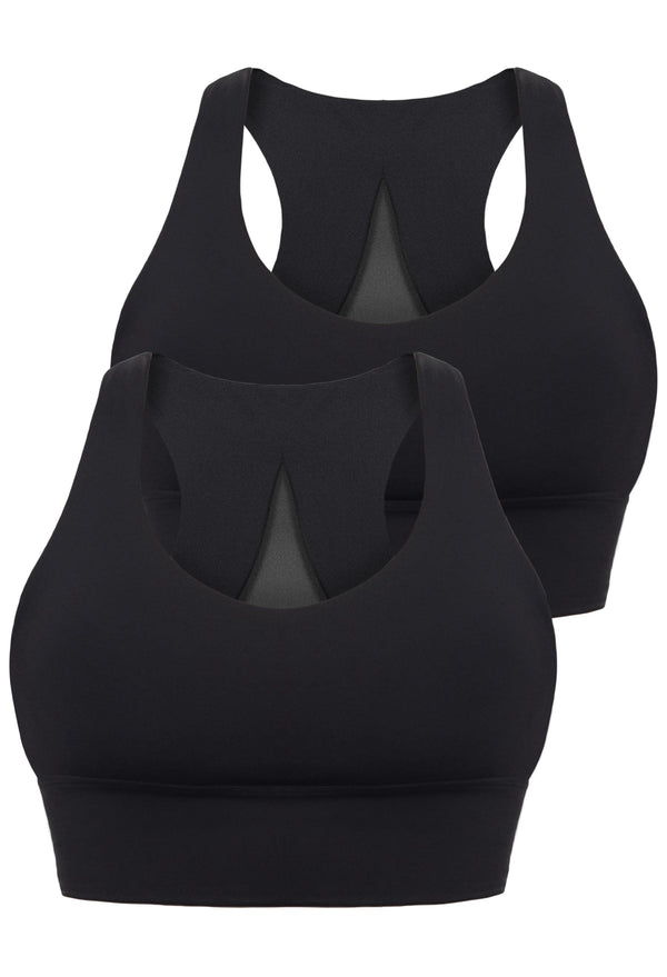 Push Up Sports Bra - Longline With Mesh Racer Back - 2 Pack