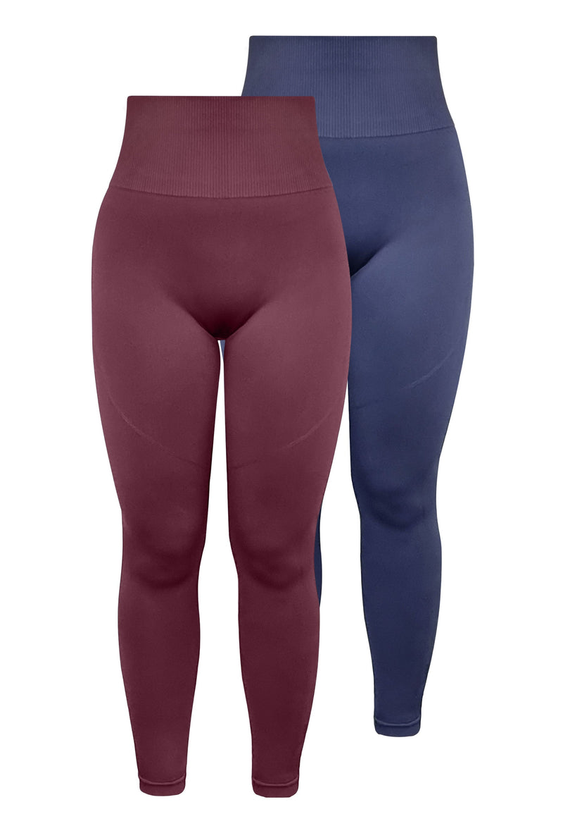 Seamless High Waist Full Length Leggings - 2 Pack