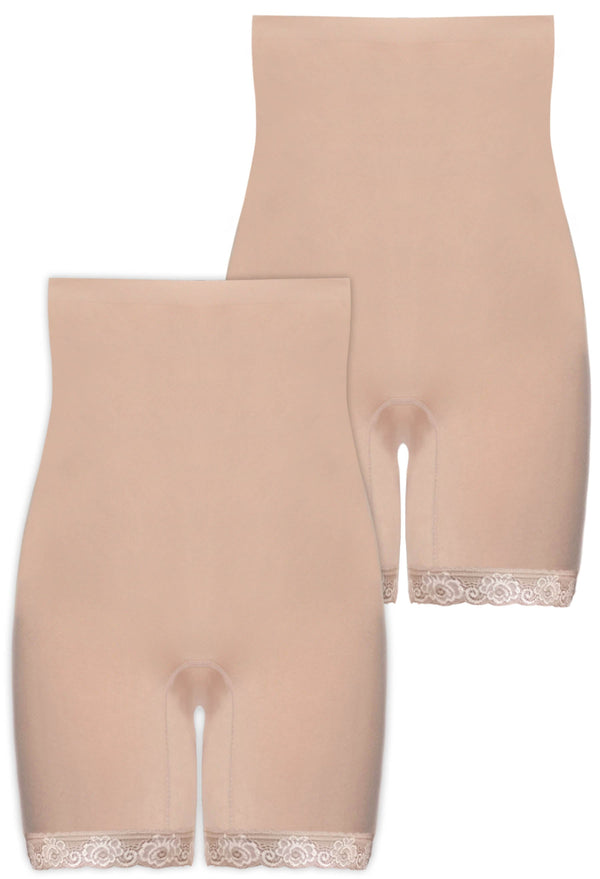 Underbust Anti Chafing Midi Cotton Rich Shorts - 2 Pack