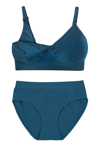 Blue Bamboo Nursing Bra + High Cut Undies Set