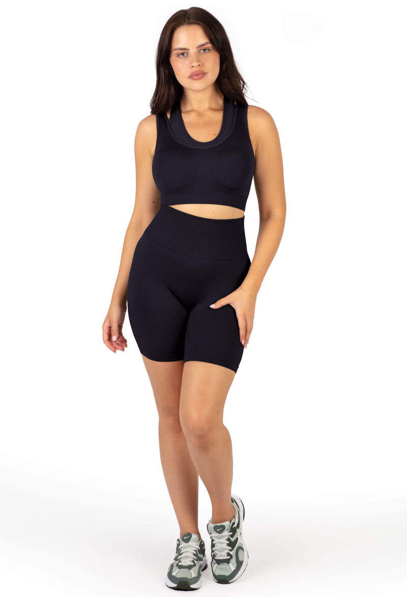 Triple-layer Support Racer & High Waist Midi Biker Shorts