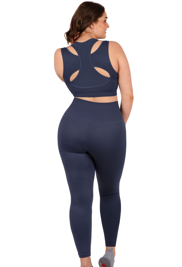 Sports Set - Triple-layer Support Racer Bra & Seamless High Waist Full Length Leggings