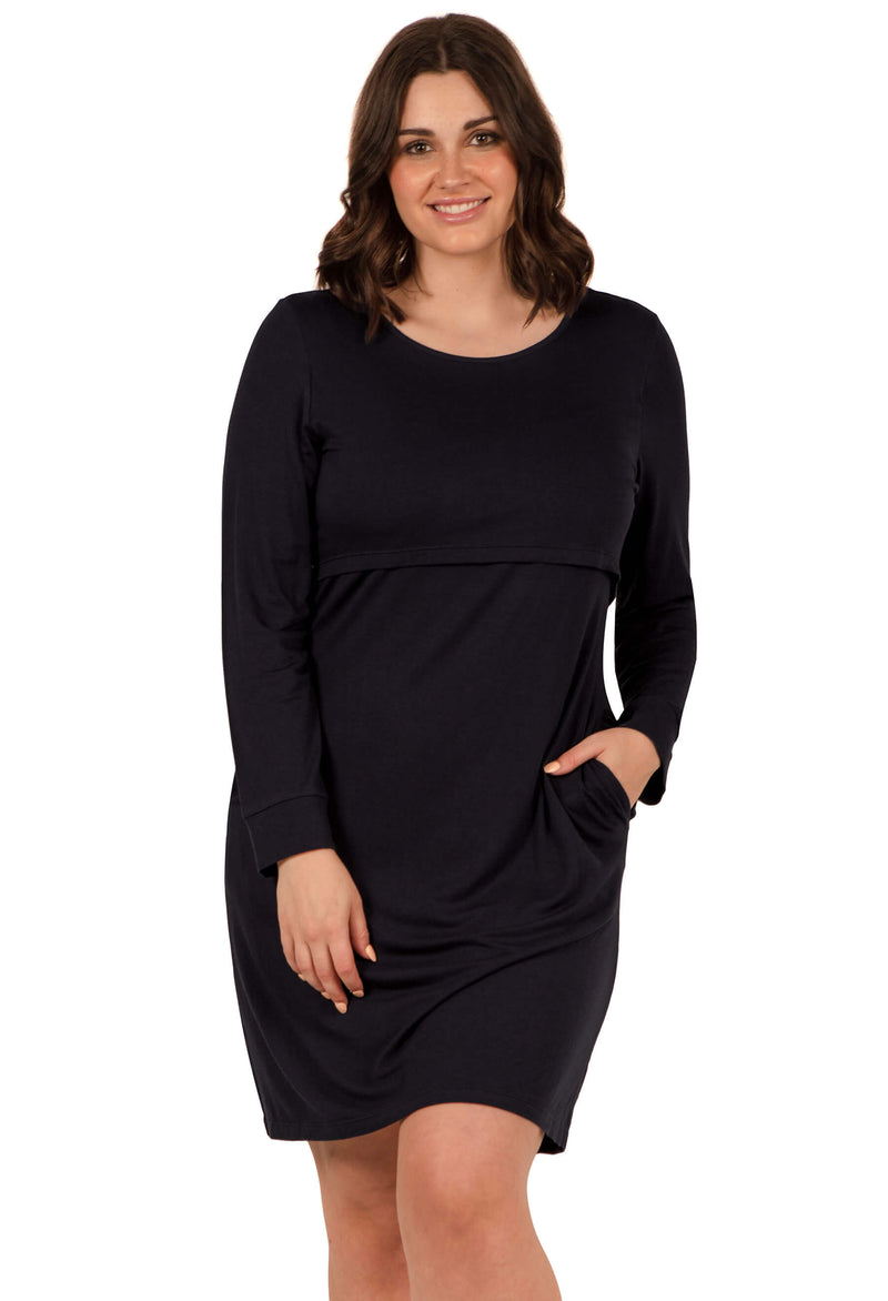 Bamboo Long Sleeve Nursing Dress