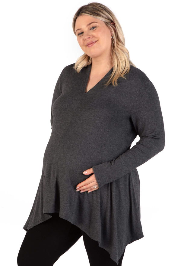 Maternity Bamboo V Neck Tunic Top - 2 Pack