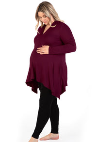 Maternity Bamboo V Neck Tunic Top - 2 Pack