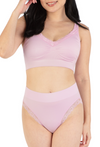 Lace Minimiser Wire Free Bra & Lace High Cut Brief Set