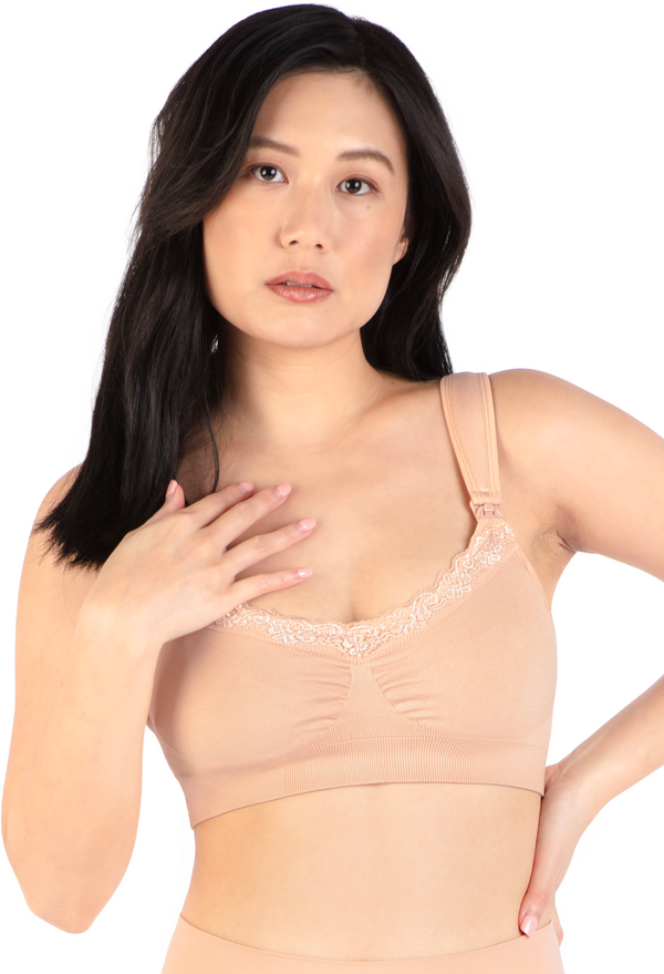 Cushion Padded Strap Wire Free Maternity & Nursing Bra and High Cut Brief Set