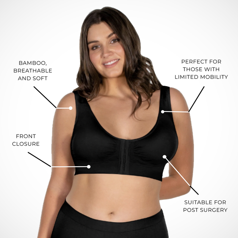 Bamboo Padded Front Closure Wire Free Bra