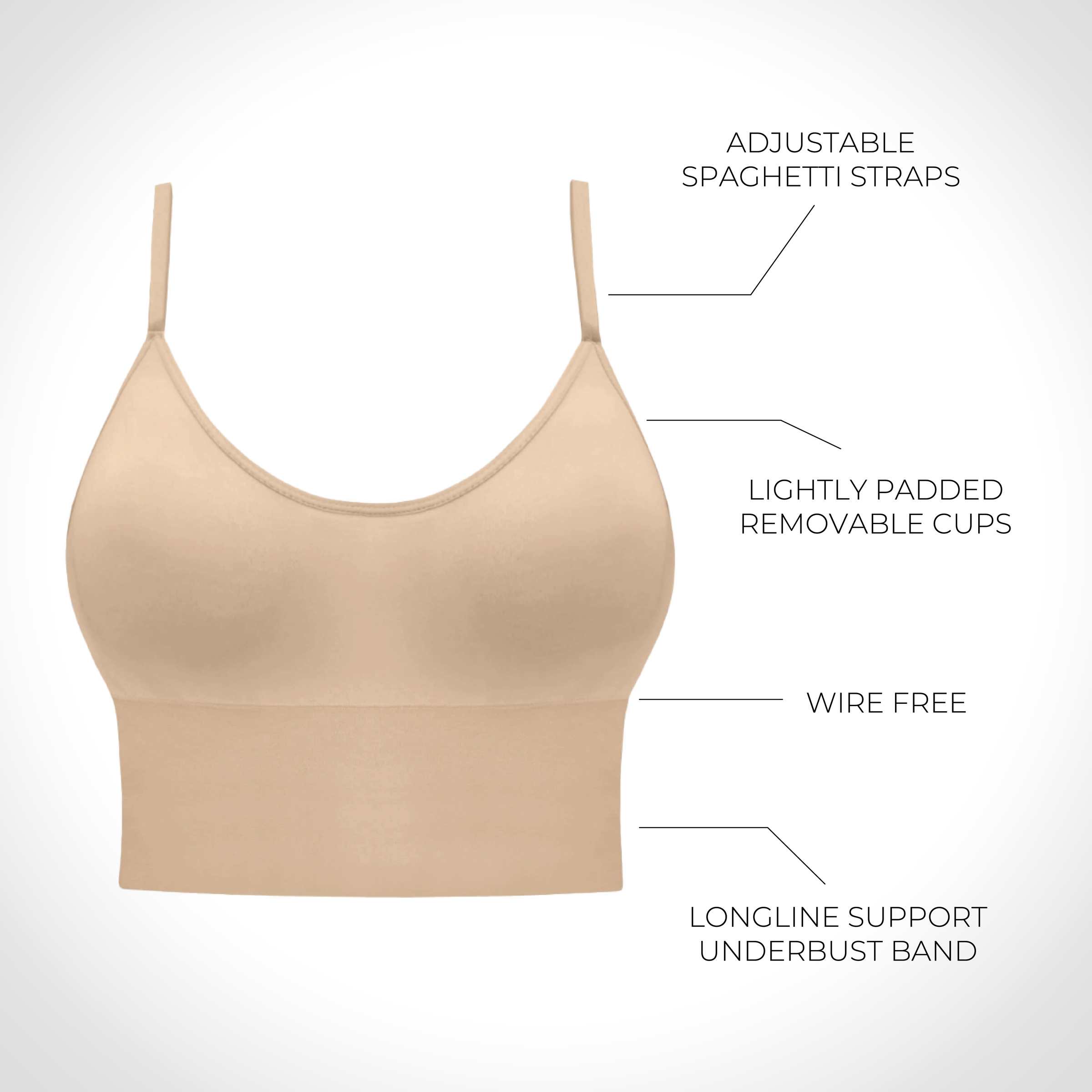 Long Line Spaghetti Strap Bralette