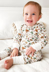 100% Organic Cotton 2-Way Zip Baby Sleepsuit with Foldable Mitts - Navy Native Aussie Animals