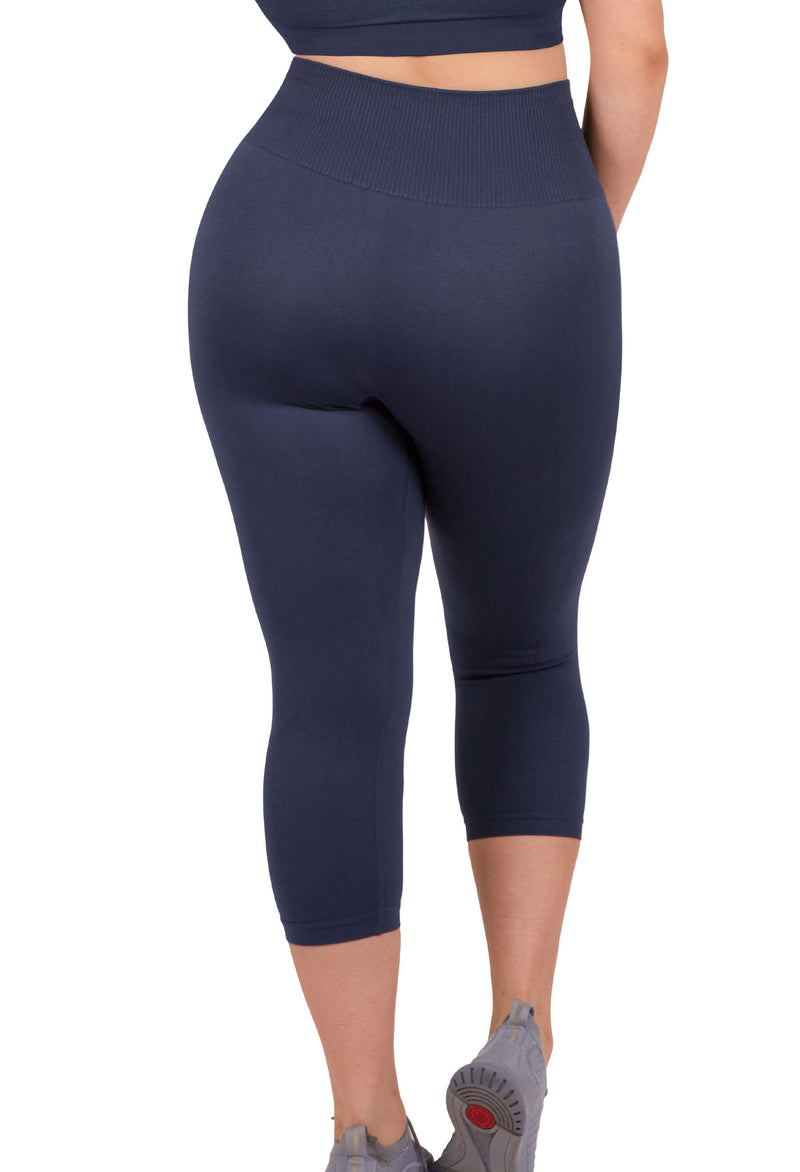 Seamless High Waist 3/4 Capri Leggings - 2 Pack