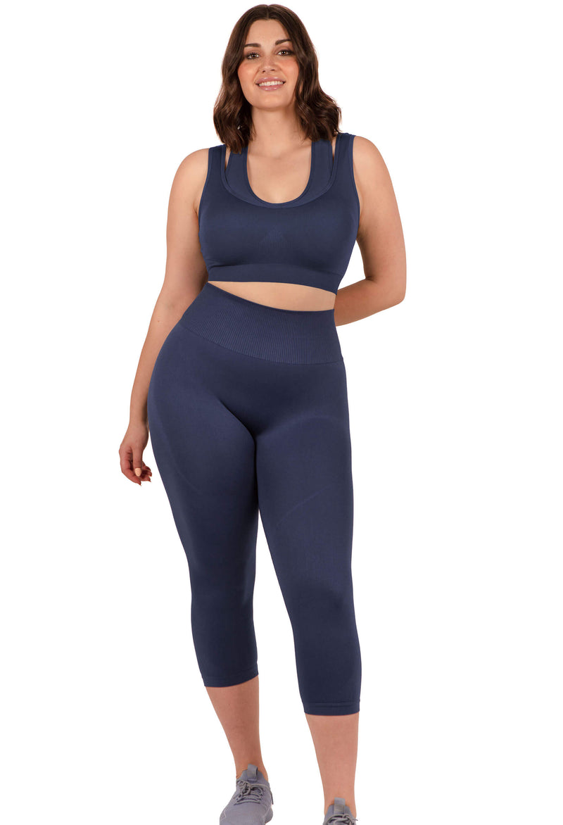 Seamless High Waist 3/4 Capri Leggings - 2 Pack