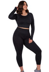 Long Sleeve Crop Top & High Waist Full Length Leggings