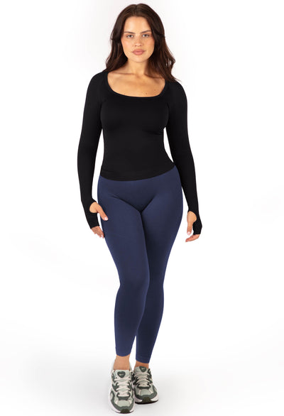 Seamless Square Neck Long Sleeve Thermal Top