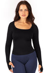 Seamless Square Neck Long Sleeve Top