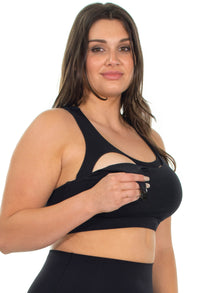 Maternity & Nursing Mesh Racer Back Sports Bra - Black
