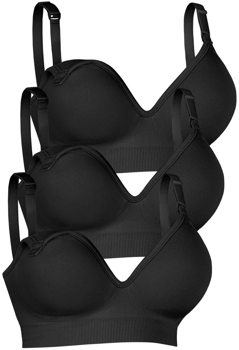 Plunge Nursing Comfort Bra – Wireless with Fixed Moulded Cups - 3 Pack