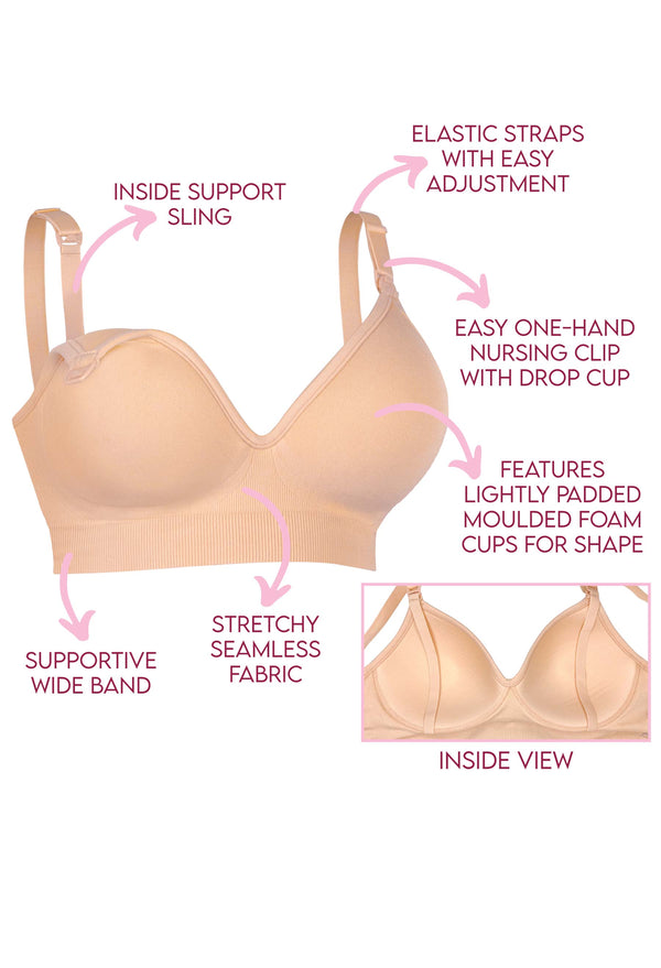 Plunge Nursing Comfort Bra – Wireless with Fixed Moulded Cups