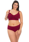 Red Bamboo Nursing Bra + High Cut Undies Set