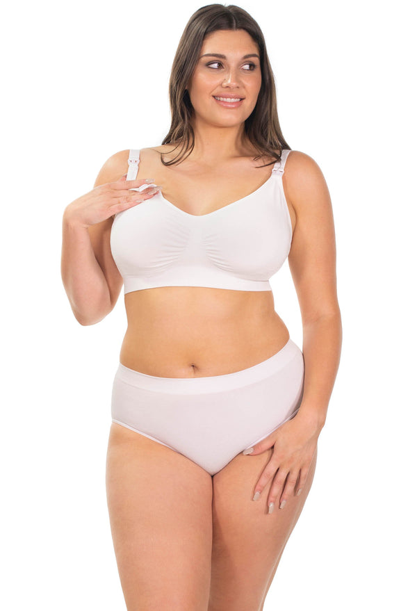 White Bamboo Nursing Bra + High Cut Undies Set