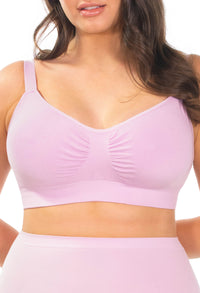 Pink Bamboo Padded Wire Free Bra and High Cut Brief Set