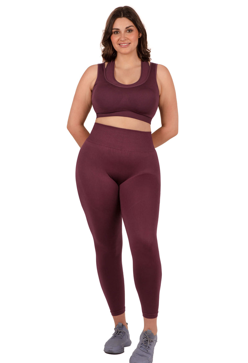 Sports Set - Triple-layer Support Racer Bra & Seamless High Waist Full Length Leggings