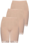 Anti Chafing High Rise Long Cotton Shorts - 3 Pack