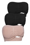 Full Bust Bamboo Strapless Maternity & Nursing Wire Free ﻿Bra - 3 Pack