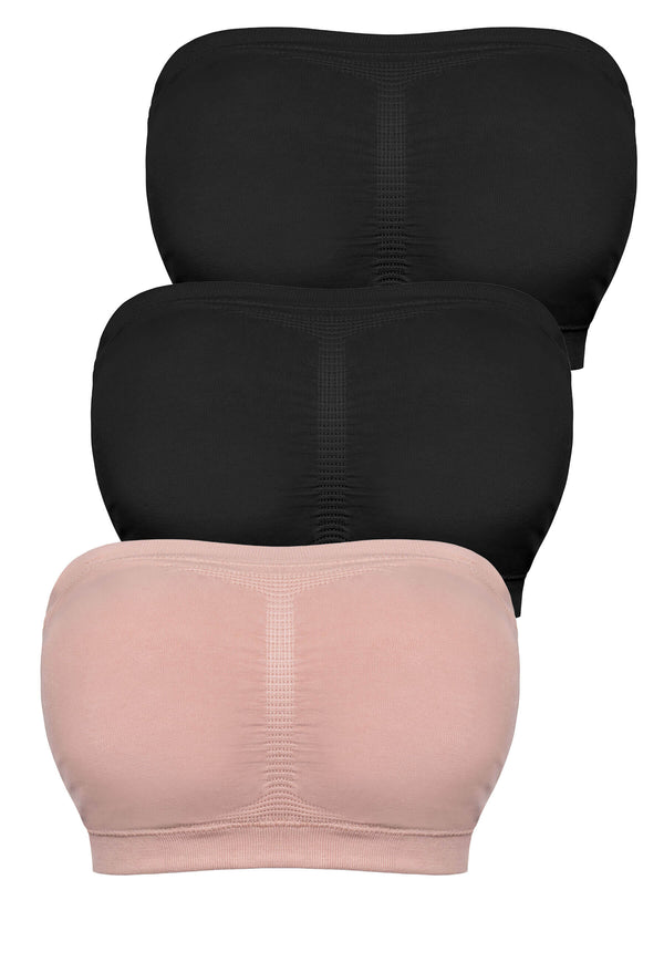 Double Support Full Bust Bamboo Padded Strapless Bra - 3 Pack