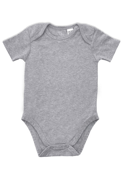 Short Sleeve Baby Bodysuit - 100% Organic Cotton - Grey Melange