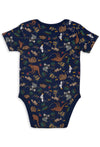 100% Organic Cotton Short Sleeve Baby Bodysuit - Navy Native Aussie Animals