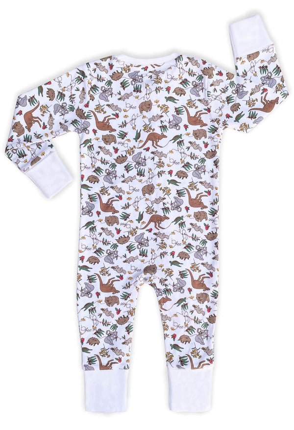 100% Organic Cotton 2-Way Zip Baby Sleepsuit with Foldable Mitts