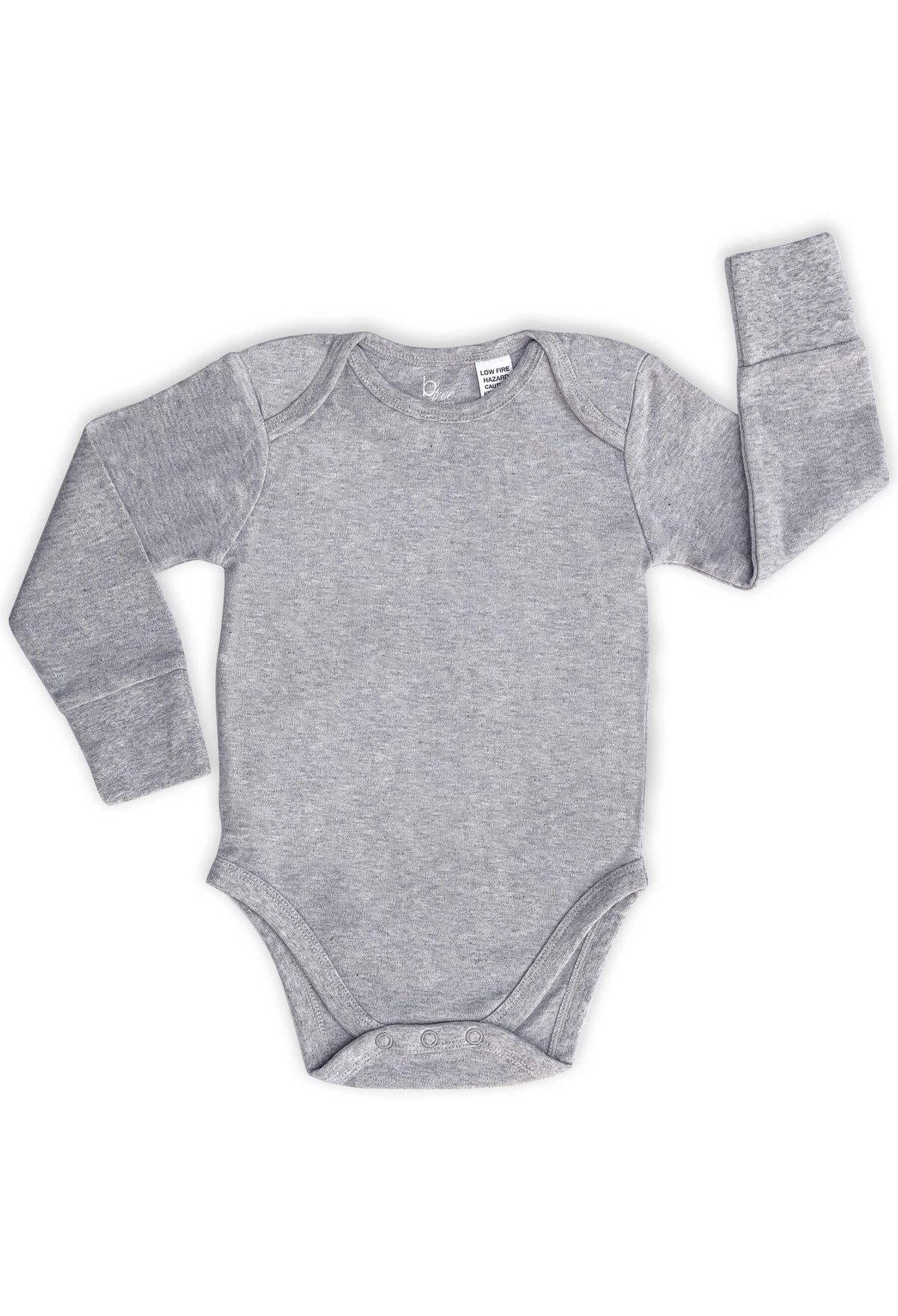 Long Sleeve Baby Bodysuit - 100% Organic Cotton - Grey Melange