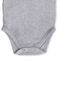 Short Sleeve Baby Bodysuit - 100% Organic Cotton - Grey Melange