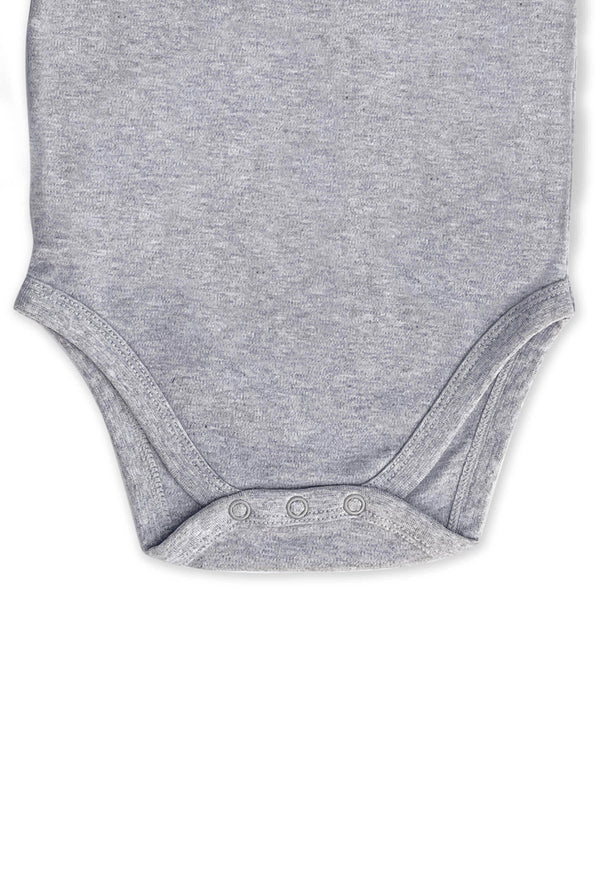 Short Sleeve Baby Bodysuit - 100% Organic Cotton - Grey Melange