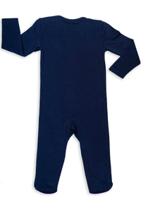 Baby Snap Button Sleepsuit with Booties - 100% Organic Cotton - Navy Koala