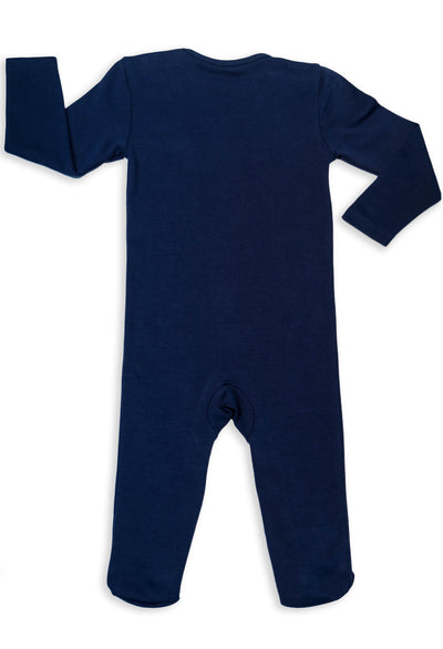 Baby Snap Button Sleepsuit with Booties - 100% Organic Cotton - Navy Koala