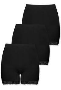 Anti Chafing High Rise Petite Cotton Shorts - 3 Pack